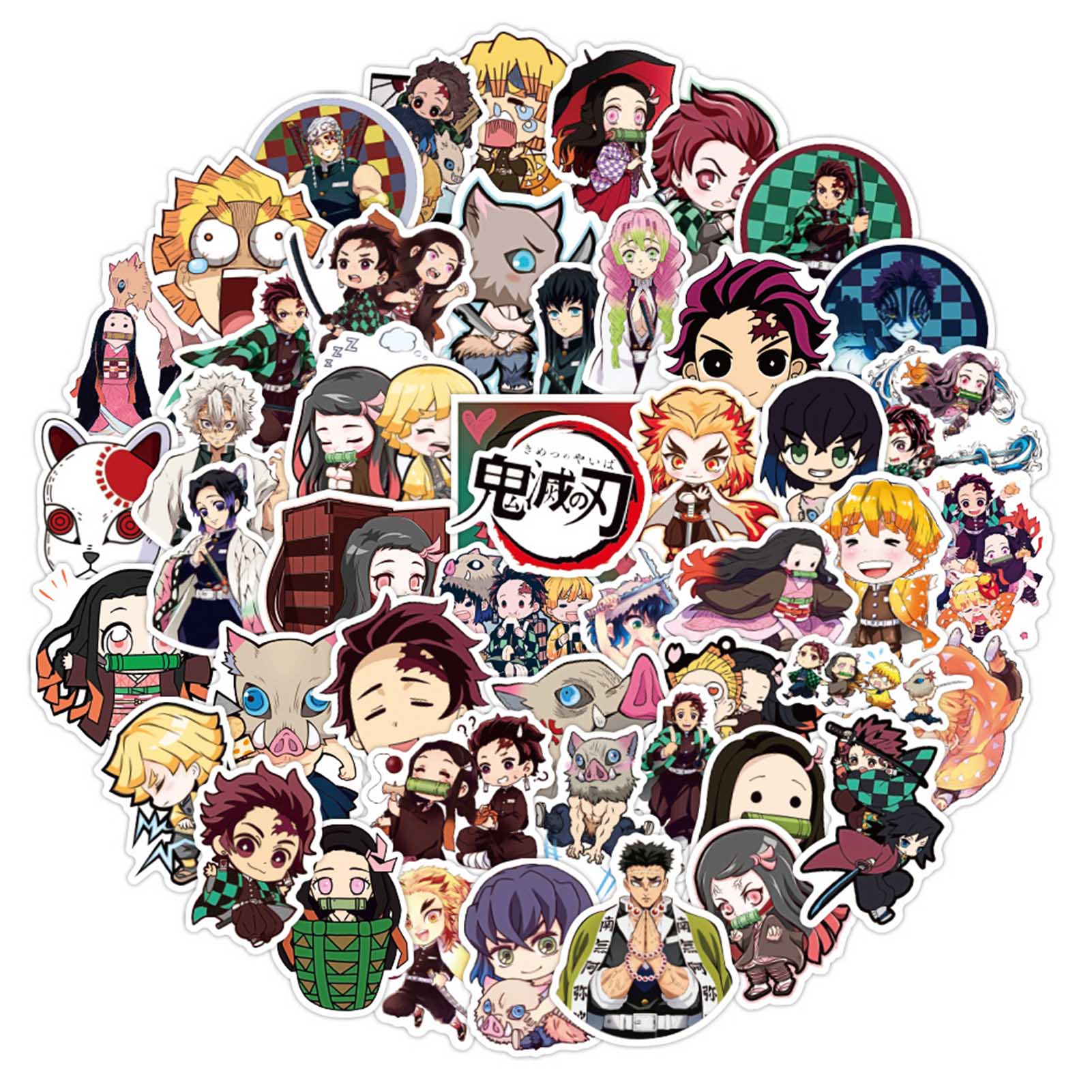 cyan oak 50 pcs demon slayer kimetsu no yaiba anime stickers japan anime cartoon vinyl waterproof non repetitive stickers decor for luggage guitar skateboard water cup walmart com