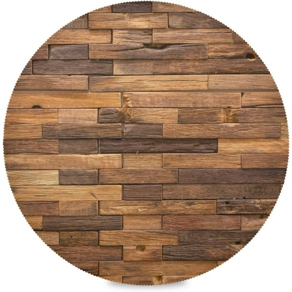 48"X 48" Vintage Planks Elastic Fitted Edged Round Tablecloth Fade Resistant Anti-Shrink Table Cloth Washable Table Cover for Banquet Home Indoor or Outdoor