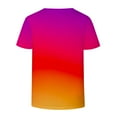 thumbnail image 5 of gakvbuo Summer Plus Size Summer Tops for Women Tops Dressy Casual Trendy V Neck T Shirts Rolled Short Sleeve Tie Dye Gradient Printed Side Split Blouse Tee, 5 of 5