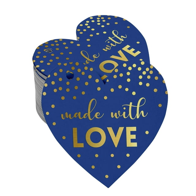 Inkdotpot Étiquette de Mariage en Vraie Feuille d'Or Faite avec Amour, Étiquette Suspendue en Papier, 100 Pcs