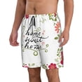 thumbnail image 2 of Kdxio Home Sweet Home Floral Pattern Mens Casual Shorts - Drawstring Summer Beach Sports Shorts for Men, 2 of 9