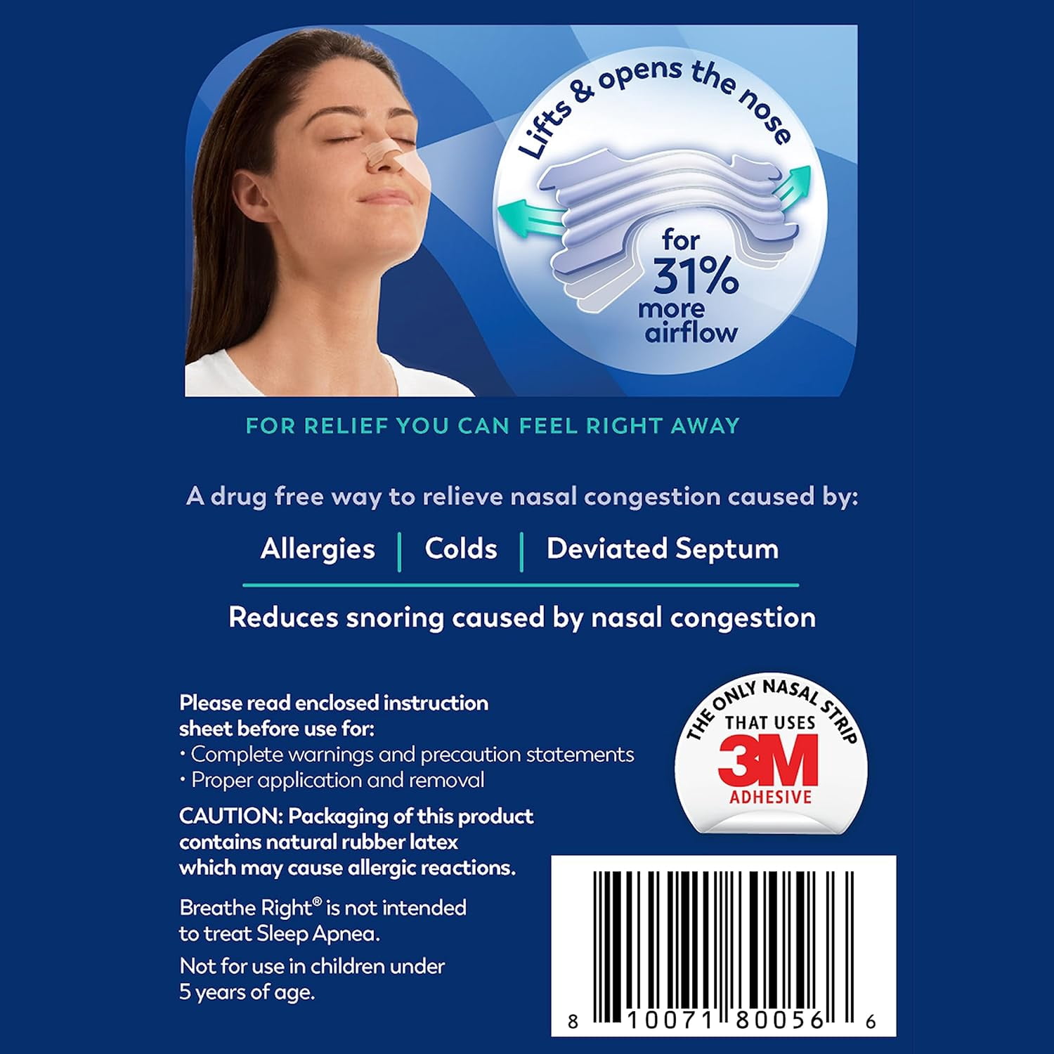 Breathe Right Extra Clear Sensitive Nasal Strips 44ct