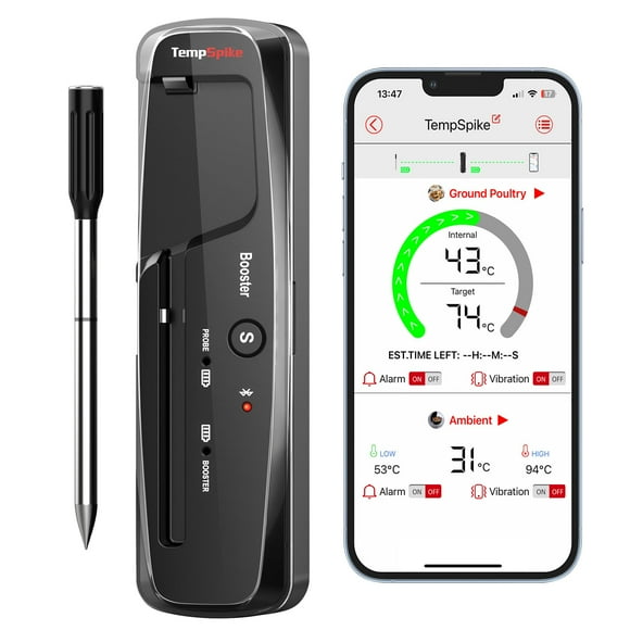 ThermoPro TempSpike Premium Truly Wireless Meat Thermometer up to 500FT Remote Range, Bluetooth Meat Thermometer with Wire-Free Probe, Meat Thermometer Wirel