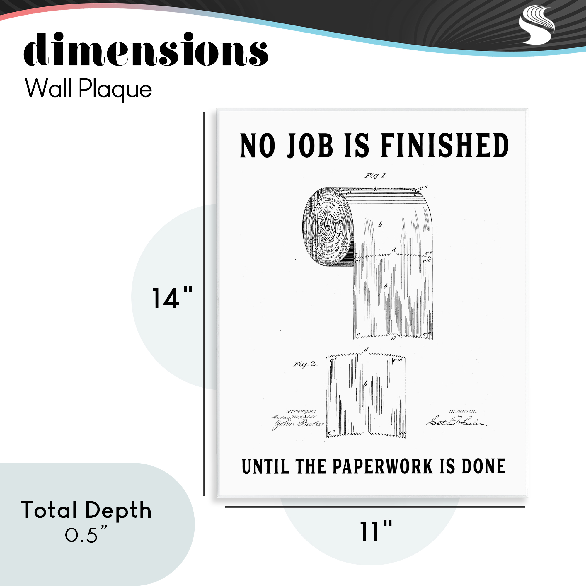 No Job Finished Toilet Paper Wall Plaque Art, design by Lettered and Lined