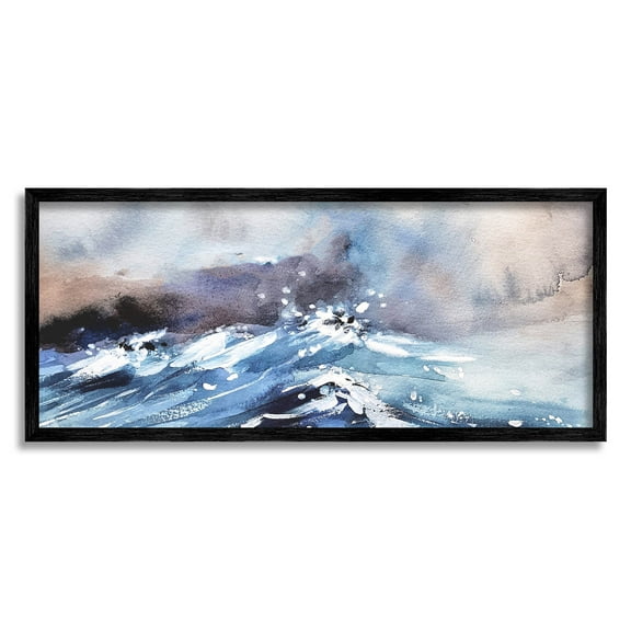 Marine Waves Ocean Weather Coastal Painting Black Framed Art Print Wall Art