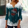 thumbnail image 1 of DPTALR Top Plissé à Manches 3/4 Imprimé V-neck pour Femme, 1 of 4