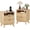 Yellow, variant on Set of 2 Fluted Nightstand with Charging Station, 19.7 inch Wide End Table with 2 Drawers, Modern Wood Bedside Table for Bedroom