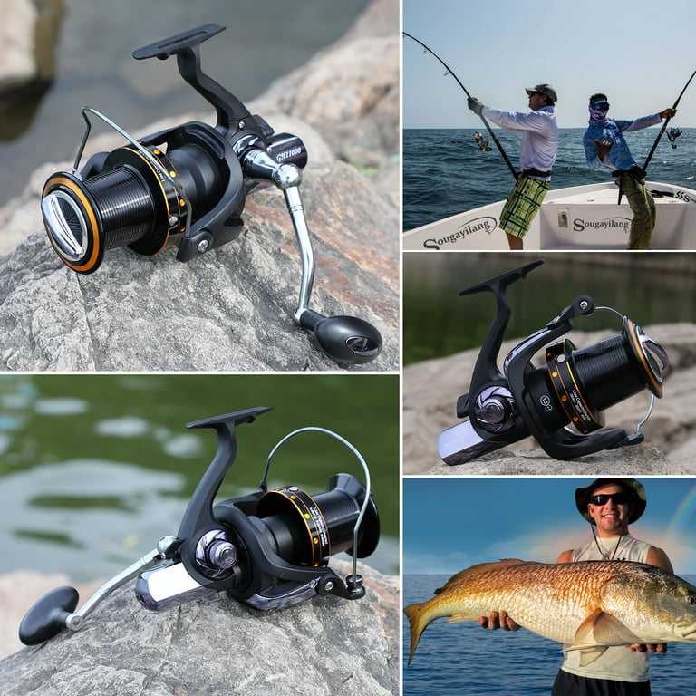 Sougayilang Spinning Fishing Reels 6000-11000 Series Surf Fishing Reel with Smooth 13+1 Stainless Ball Bearing for Saltwater Freshwater, Size: 7000