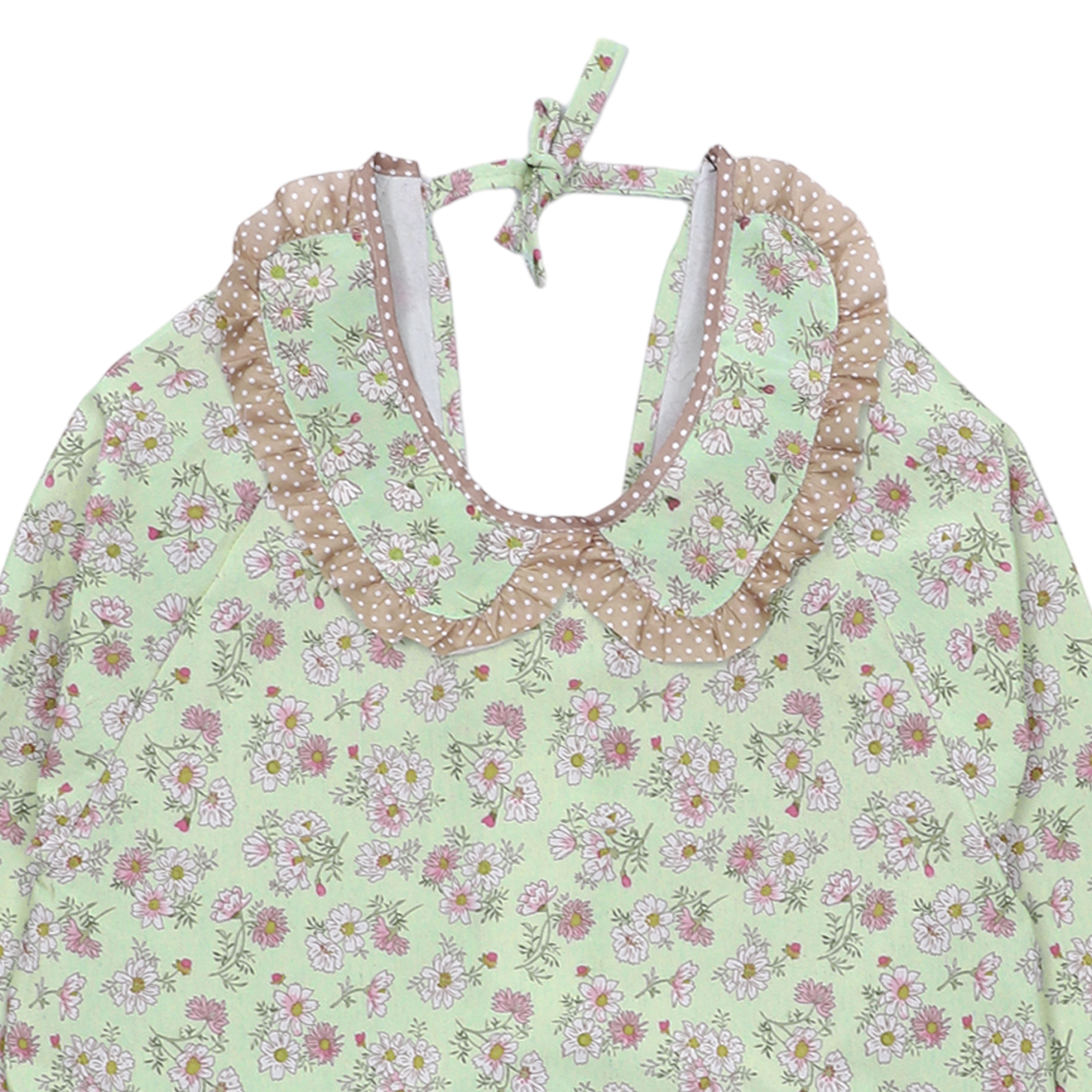 Unique Bargains Floral Kitchen Apron with Pockets Canvas Apron for Cooking Baking Green
