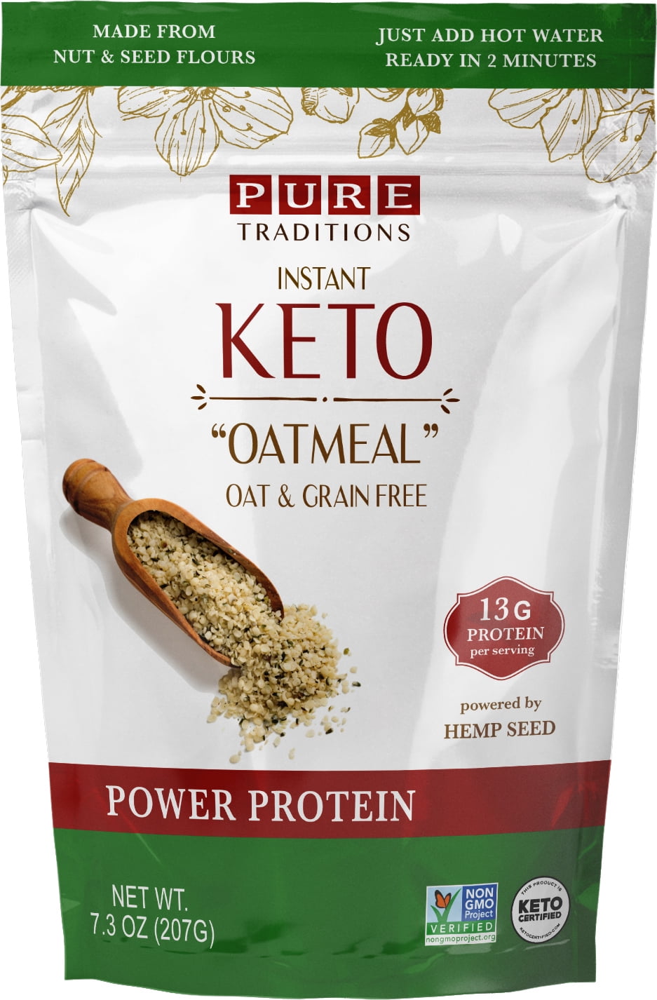 Instant Keto Oatmeal (Oat and Grain Free), Power Protein, Certified