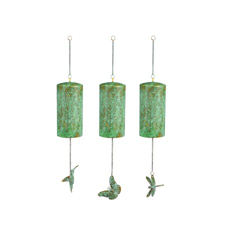Hammered Metal Wind Bell with Gold and Verdigris Artisan Finish, 3 ASST