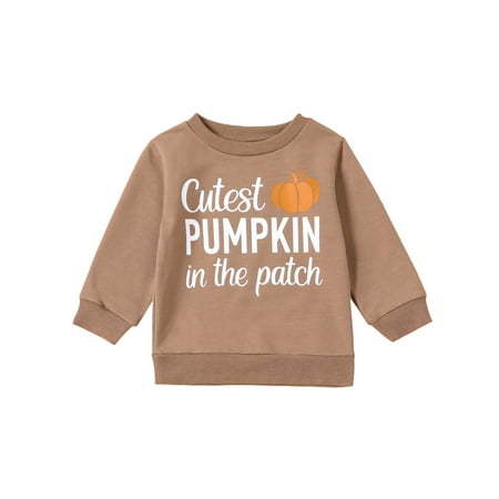 

Bagilaanoe Newborn Baby Girl Boy Casual Sweatshirt Long Sleeve Letter Pumpkin Print Pullover 6M 12M 18M 24M Infant Fall Loose Tee Tops