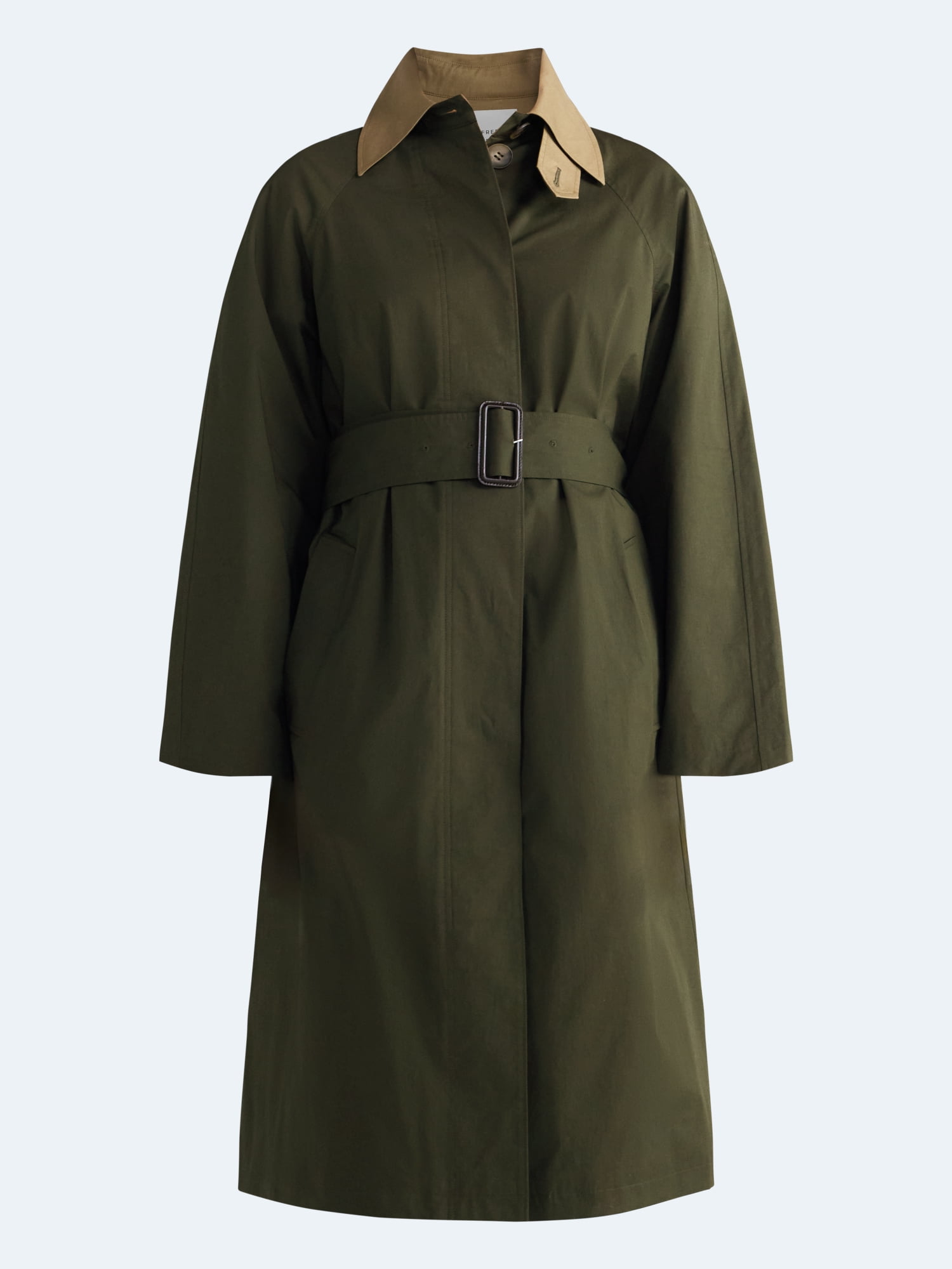 Free Assembly Women's Long Belted Trench Coat, Sizes XXS-XXL