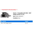 thumbnail image 2 of Starter - Compatible with 2006 - 2007 Dodge Caravan 3.3L V6, 2 of 2
