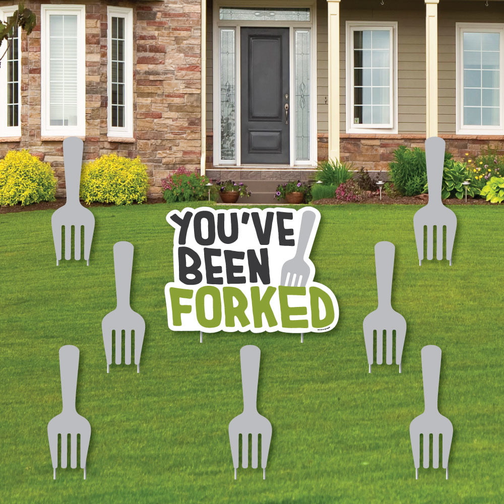 You've Been Forked Yard Sign and Outdoor Lawn Decorations Funny