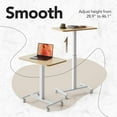 thumbnail image 2 of CHITOOMA Small Rolling Standing Desk, Wider Height Adjustable Mobile Desk with 4 Lockable Wheels, Portable Sit-Stand Workstation for Bedside & Sofa, Light Walunt, 2 of 8