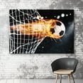 thumbnail image 3 of wall26 Canvas Print Wall Art Fiery Soccer Ball Makes a Goal Sports Athletes Photography Realism Contemporary Scenic Urban Multicolor Ultra for Living Room, Bedroom, Office - 32"x48", 3 of 5