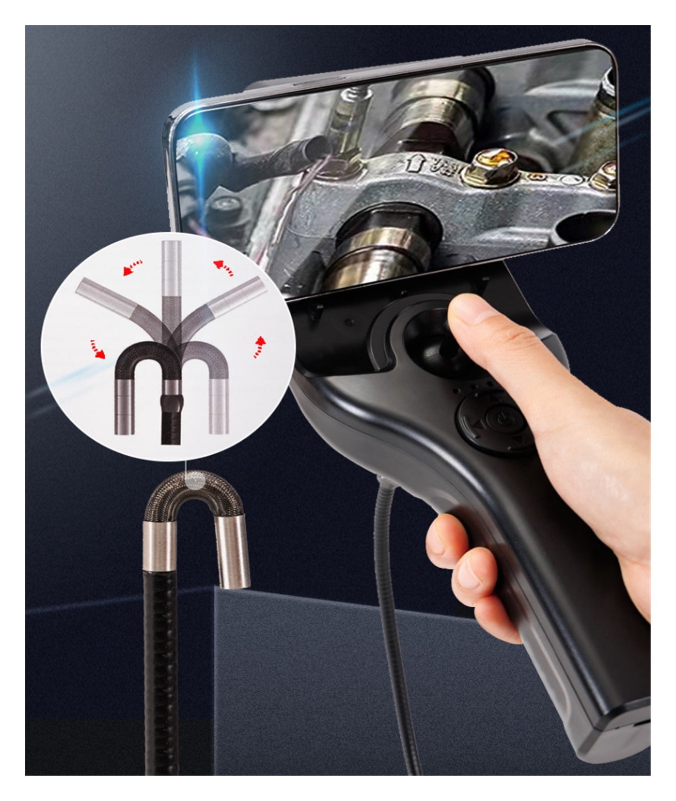 8mm 2MP 1080P 360Degree Rotation Articulate Steering Endoscope Borescope Inspection Otoscope Digital Microscope Camera ,Stunning Clarity