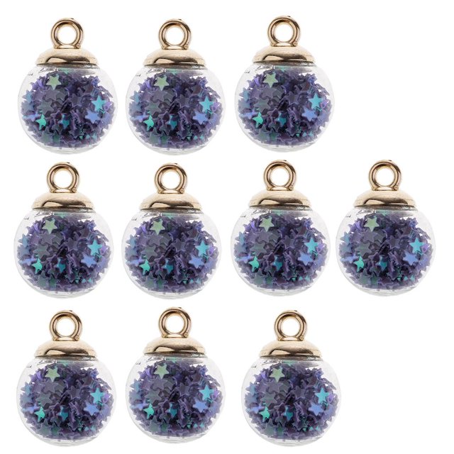 10 Unidades 16 Mm Tiny Shiny Stars De La Bola De Cristal Colgante Fit Pendiente Del Pelo Accesorios De La Joyería DIY Craft púrpura Baoblaze encantos para la fabricación de joyas
