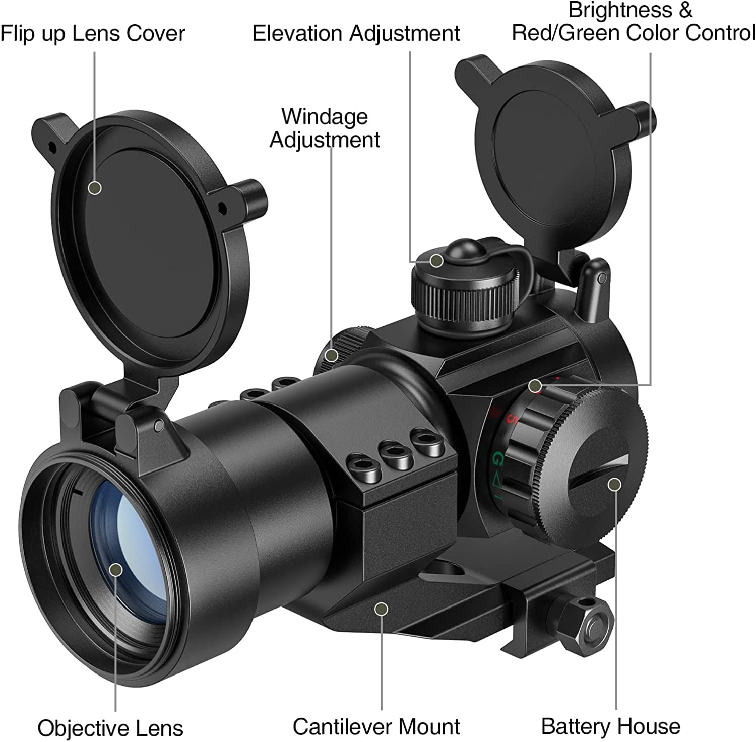CVLIFE Red Dot Sight Scope for Hunting for 20mm Cantilever Mount for Hunting