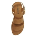 thumbnail image 5 of Soda Shoes Women Flat Sandals Buckle Ankle Double Band Straps Coming-S Brown Tan 8.5, 5 of 5