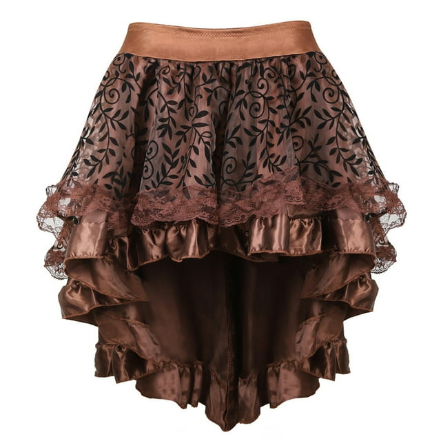 TIMIFIS Jupe Steampunk Grande Taille pour Femmes Rétro Taille Haute Gothic Jupe Mini Irrégulière Médiévale Renaissance Costume Cosplay Jupes - Printemps/été