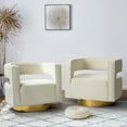 thumbnail image 6 of HULALA HOME Carisa Modern Upholstered Swivel Open-Back Barrel Chair with Golden Base by  Barrel Chair IVORY Set of 2 2-Piece, 6 of 6