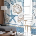 thumbnail image 4 of Blue Coastal Nautical Sheer Curtains 63 Inches Length 2 Panels Set, Window Sheer Curtains for Living Room/Bedroom, Summer Beach Starfish Shell Coral Light Filtering Rod Pocket Curtain 52'' x 63'' x 2, 4 of 7