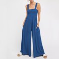 thumbnail image 3 of Aayomet Plus Size Jumpsuits For Women Women Slim Fit Tunic Jumpsuit Straps Wide Leg Bib Jumpsuit Jumpsuit With Pockets,Blue L, 3 of 5