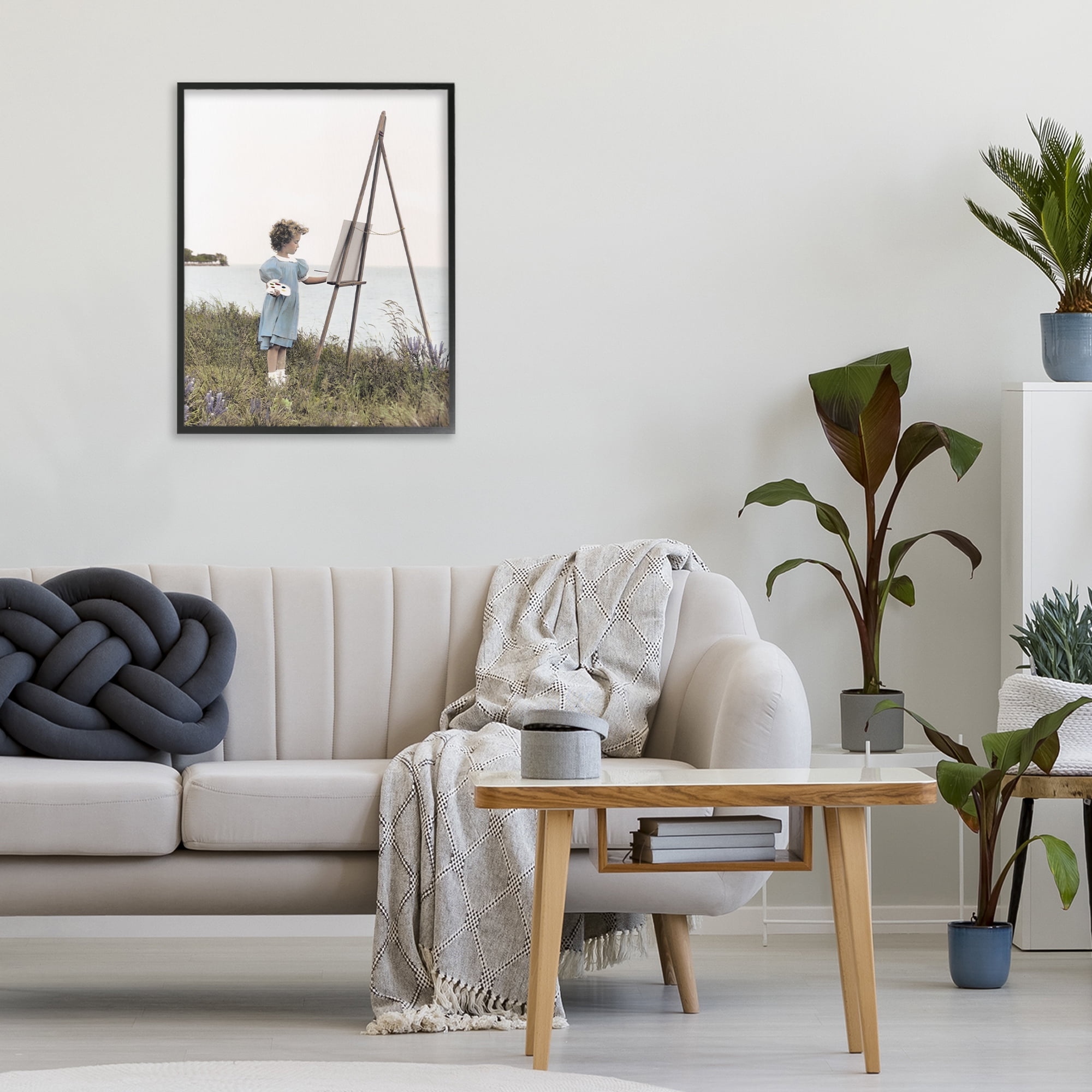 Stupell Industries Child Painting on Easel Black Framed Giclee Art, design by Kendra Dew