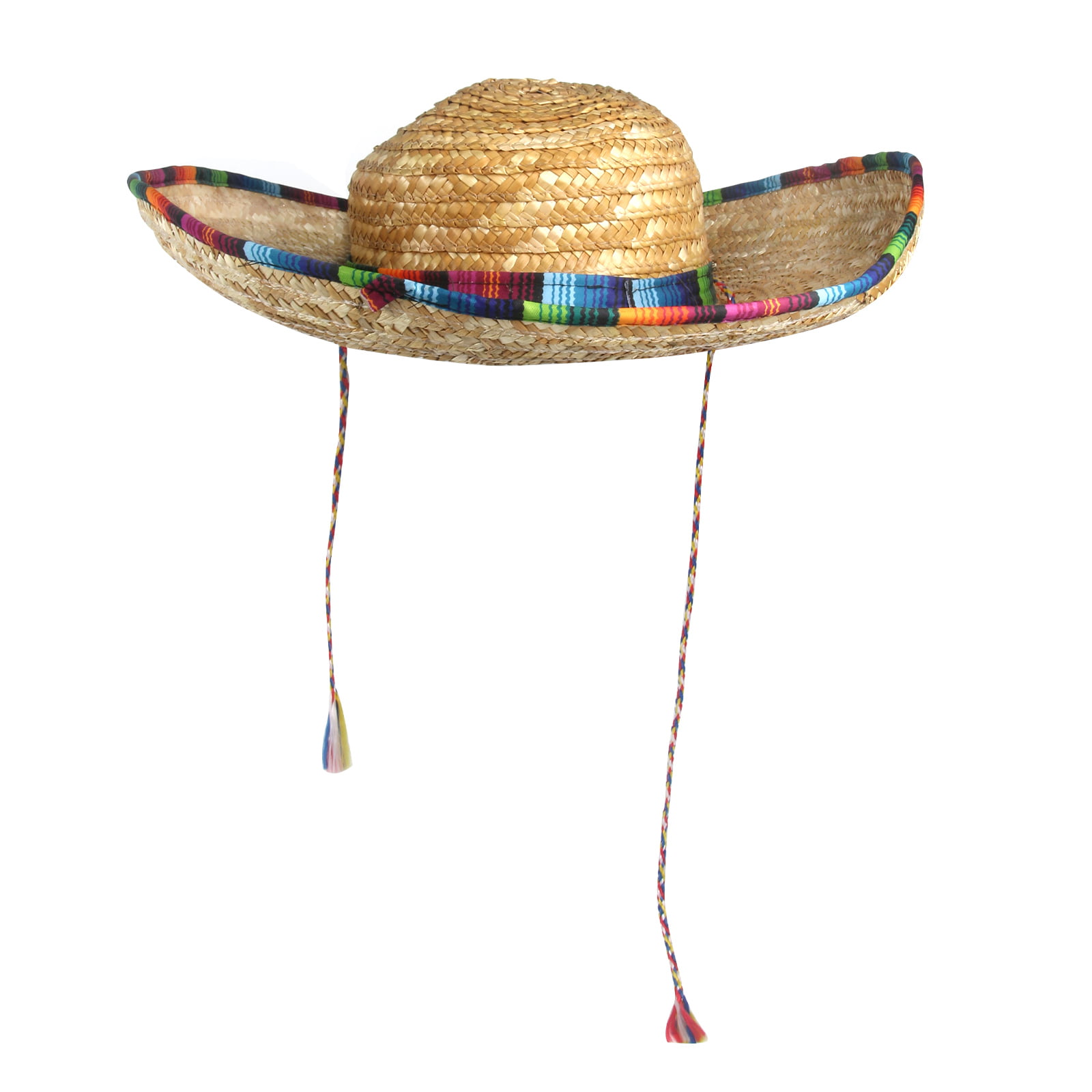4Pack Mexican Sombrero Hat Adults with Serape Trim, 18 Wide Authentic  Sombrero for Cinco de Mayo, Straw Sombrero with Serape Band, Adult Mexican  Serape Costume 
