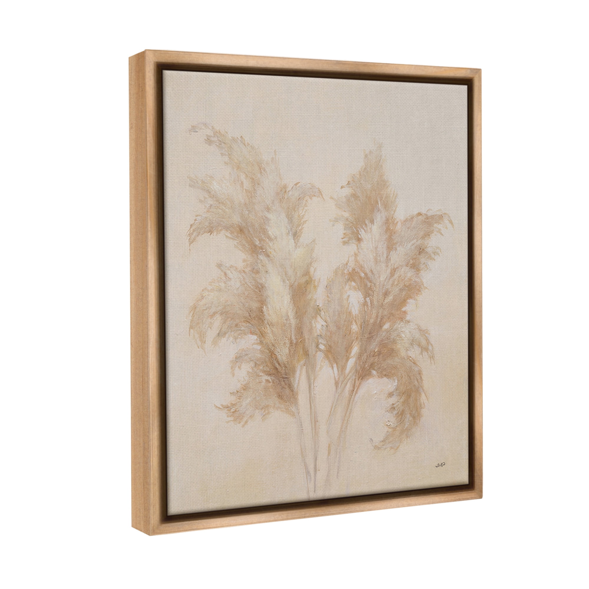 Stupell Industries Traditional Pampas Grass Botanical & Floral Painting Brown Floater Framed Canvas Art Print Wall Art, 17 x 21