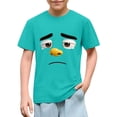 thumbnail image 1 of Blusas y camisas de manga corta con cuello redondo para niños y niñas, color liso, con estampado de expresión linda, manga corta, holgadas y cómodas, blusa para niña, 1 of 6