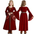 thumbnail image 3 of Odeerbi Kids Girls Halloween Dresses Stage Performance Dress Outfits Bell Long Sleeve Medieval Court Trumpet Skirt Children's Dress Red, 3 of 4