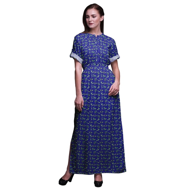 Bimba Robe Longue en Rayonne Feuilles de Thé pour Femmes Boho Plage Cocktail Fête Robe Fendue maxi-TTTG