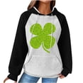 thumbnail image 2 of Womens Spring Fashion Hoodies Waffle Knit Hooded Sweatshirt St. Patrick's Day 2024 Cute Shamrock Clover Print Drawstring Pullover Sweater Workout Gym Hoodie Tops, 2 of 4