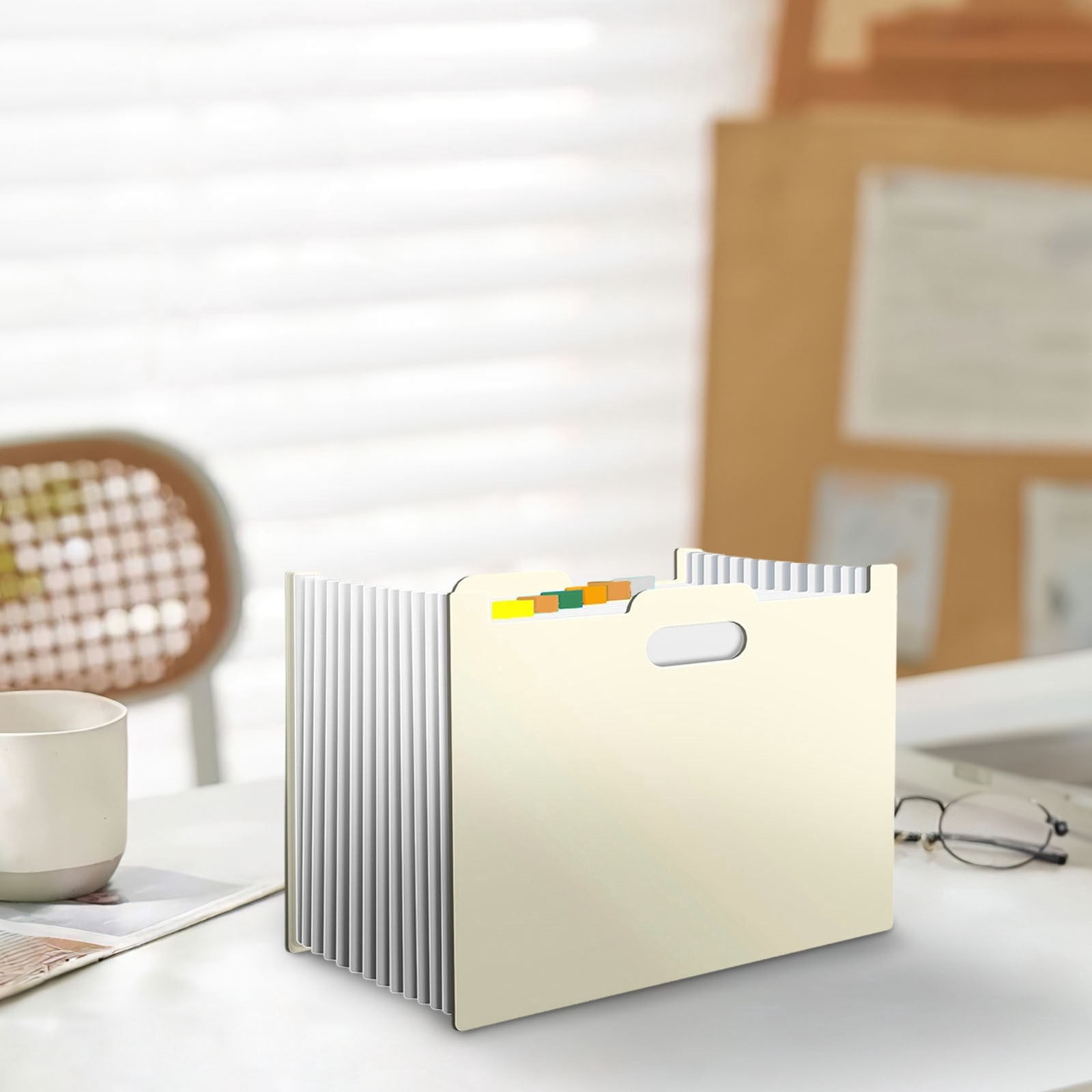 1Pcs Expanding File Folder, 13 Pockets Accordion File Organizer, Letter/A4 Size Document Organizer for Home Office School, Beige, 33*23.5cm/12.99*9.25in