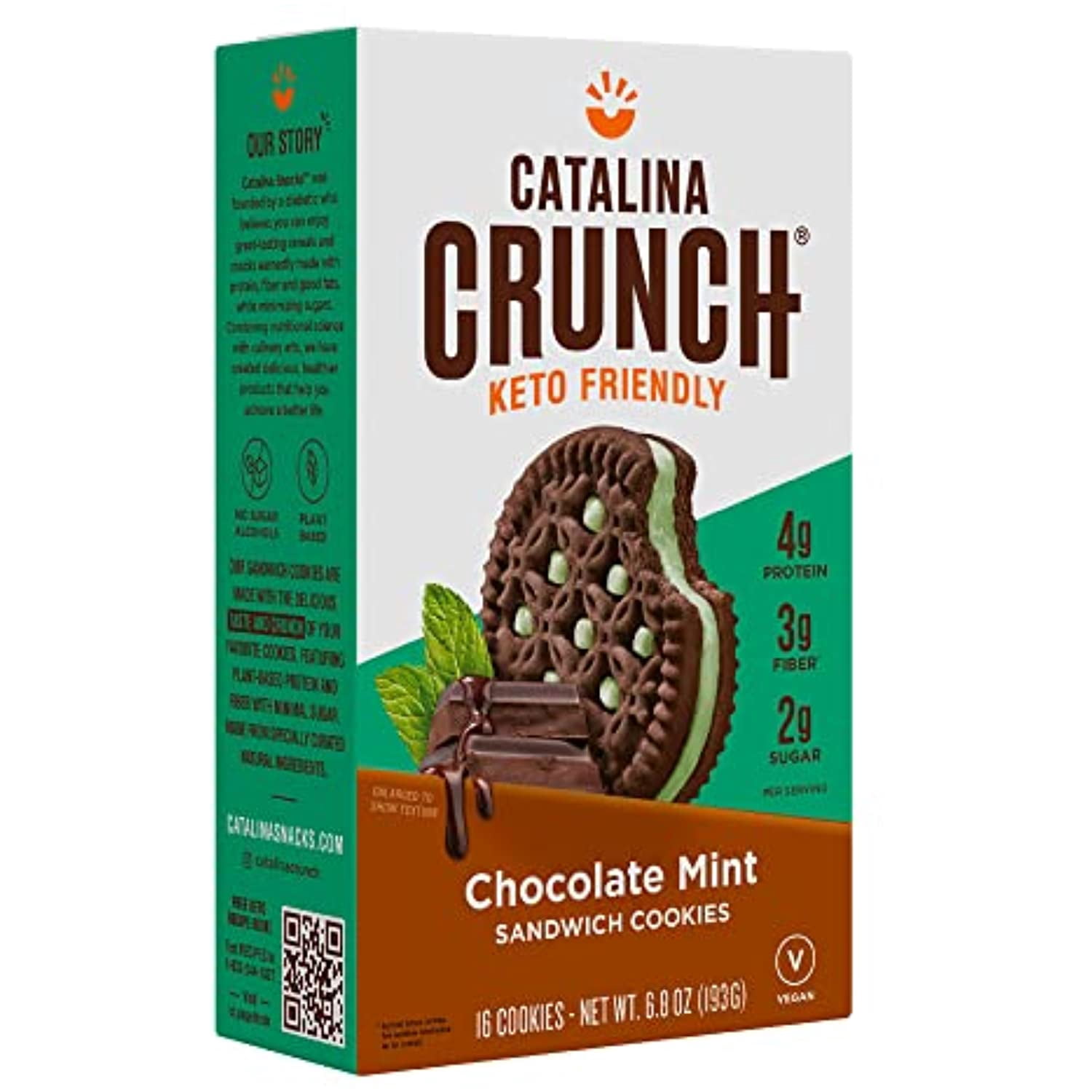 Catalina Crunch Chocolate Mint Keto Sandwich Cookies 6.8 Oz Box Keto