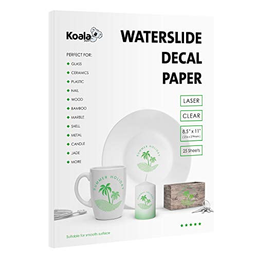 Koala Waterslide Decal Paper for Laser Printer Clear Transparent 25
