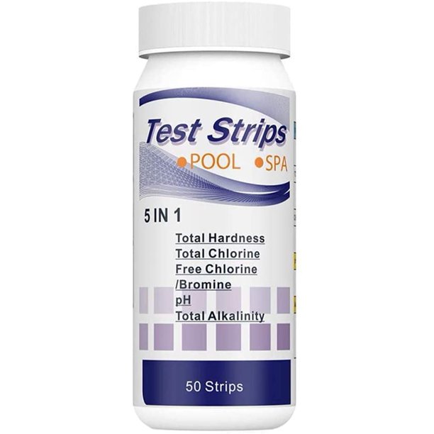 50 Pcs Ph Test Strips Chlorine Test Strips 5 in 1 Water Quality Dipping