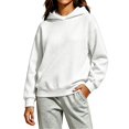 thumbnail image 2 of Vivcore Kids Knit Hoodie Casual Pullover Sweater Soft Cozy Hooded Sweatshirt for Toddlers and Children,White,140, 2 of 8