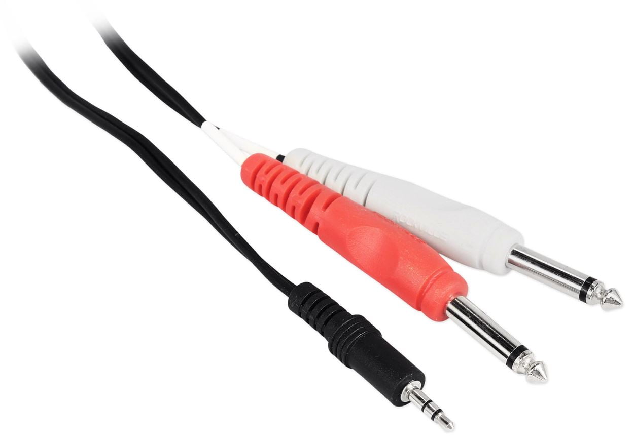8 Rockville RCDSM3B 3' 3.5mm 1/8" TRS to Dual 1/4" Y Cable 100% Copper