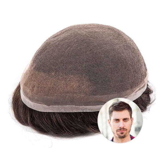 Toupee for Men Indian Remy Hair Replacement System Full French Lace Base Hairpieces