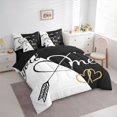 thumbnail image 3 of Feelyou You and Me Bedding Comforter Set 7 Pieces for Couple, Romantic Love Heart Full Bedding Set, Happy Valentine's Day Reversible Fitted Sheet Flat Sheet, Breathable Home Decor, 3 of 8