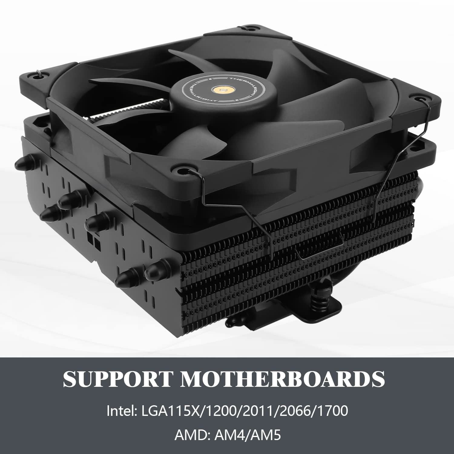 SI-100 Black CPU Air Cooler, 6×6mm Heat Pipes, TL-E12B PWM Quiet Fan Cooler with S-FDB V2.0 Bearing, AGHP 3.0 Technology, for AMD AM4 AM5/Intel 1150/1151/1200/1700/2066/1851