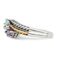 thumbnail image 4 of Finest GoldQMR13-3-8 Sterling Silver Two-Tone & 14K Three-Stone Mothers Ring Mounting - Size 8, 4 of 7