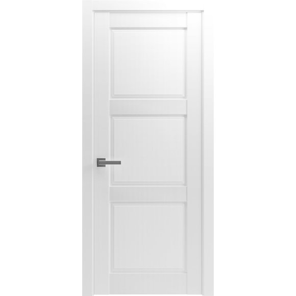 SARTODOORS - Solid French Door 36 x 80 inches | Lucia 2661 Matte White | Single Regular Panel Frame Trims Handle | Bathroom Bedroom Sturdy Doors