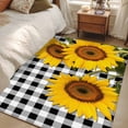 thumbnail image 4 of Sunflower Area Rug 4x6 FT, Non Slip Kids Room Carpet, Yellow Spring Flora Summer Botanical Plaid Washable Soft Floor Carpet Non-Shedding Throw Rug for Dorm Kitchen Study Room Home Office Bedside, 4 of 9
