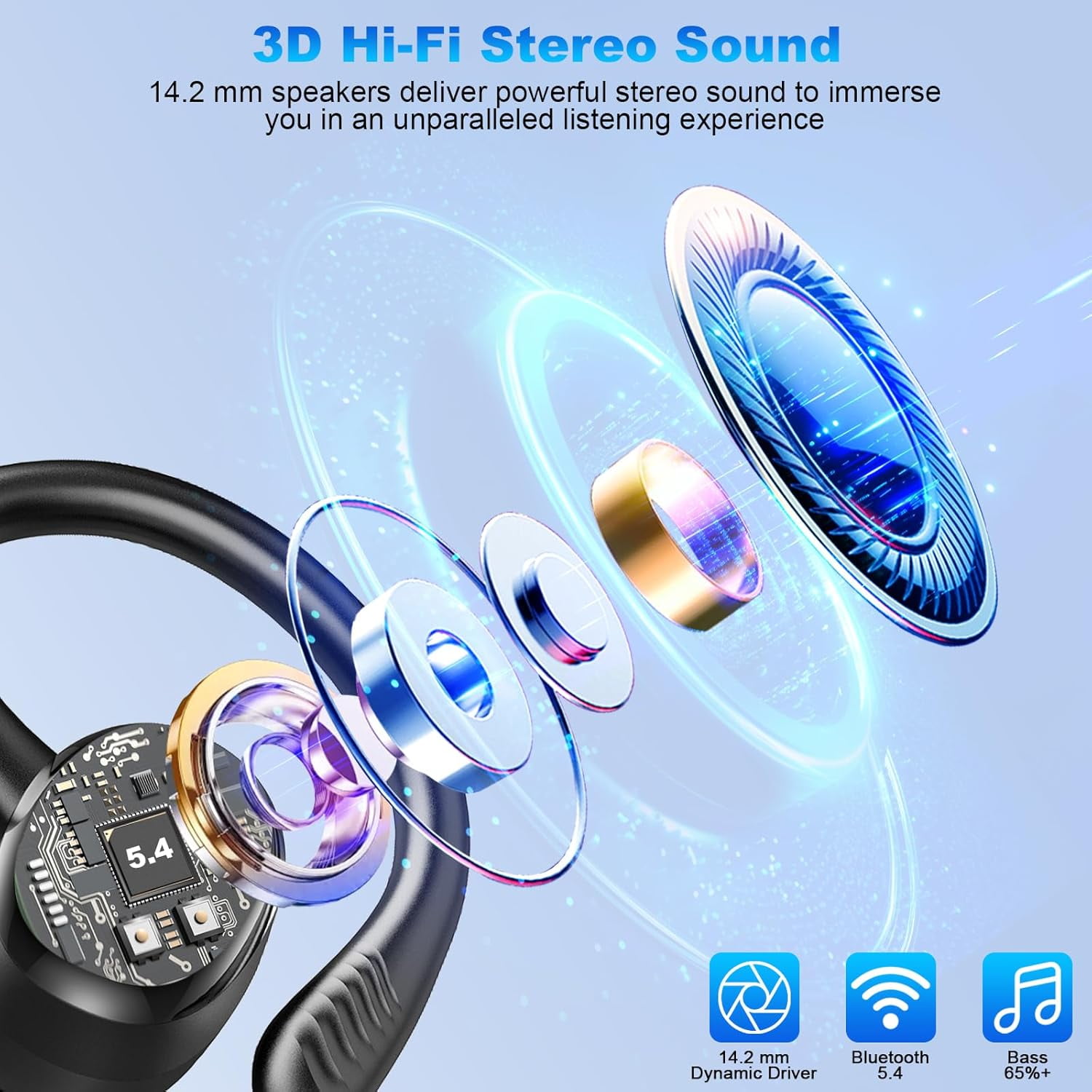 Wireless Earbuds Bluetooth 5.4 Headphones Deep Bass Hi-Fi Stereo Ear Buds in-Ear Earphones with Mic Clear Call, 60H Playtime Dual LED Display Ear Buds IPX7 Waterproof for Sports, Workout