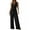 Black, variant on WNYEIME Women's Summer Jumpsuits Casual Wrap V Neck Sleeveless Belted High Waist Comfortable Leisure Vacation Wide Leg Pants Rompers Black S